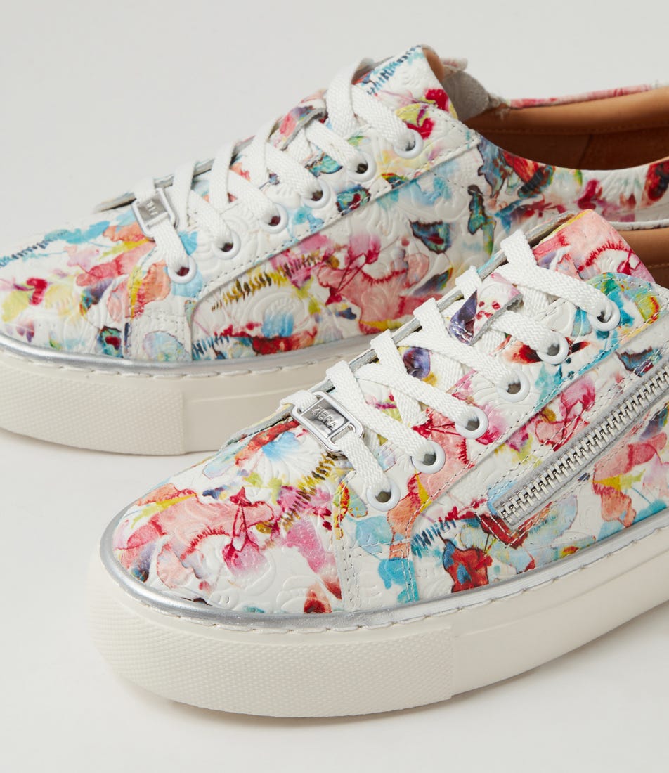 ZIERA PAMELA WHITE FLORAL EMBOSSED - Women sneakers - Collective Shoes 
