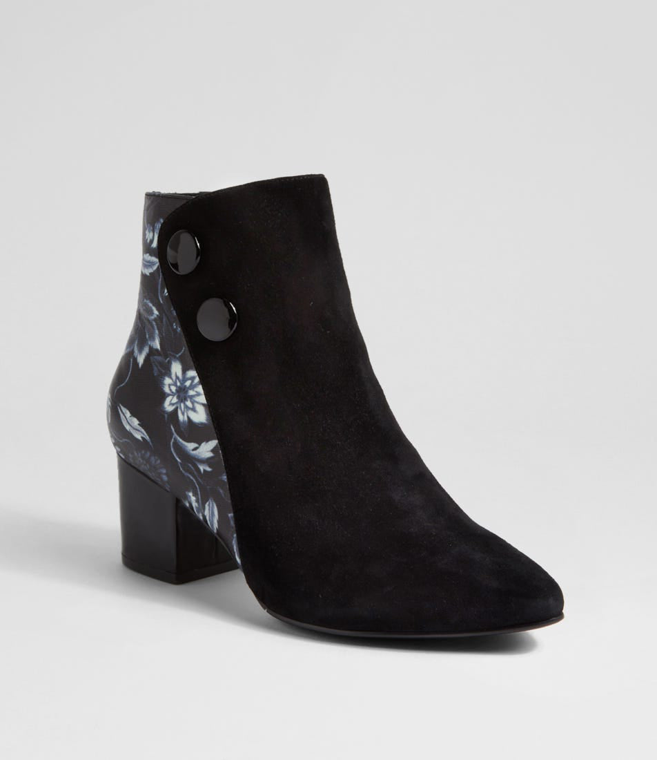ZIERA VEYDA BLACK WHITE FLOWER - Women Boots - Collective Shoes 