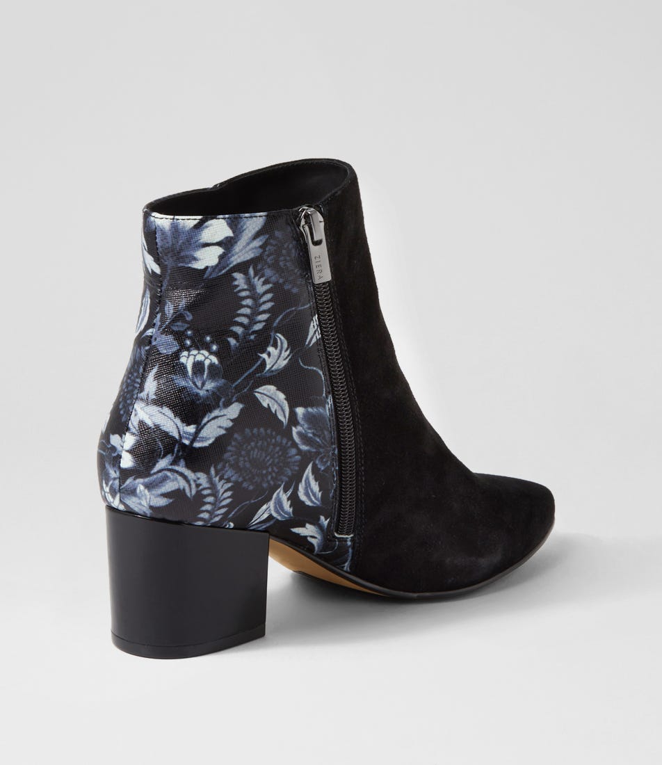 ZIERA VEYDA BLACK WHITE FLOWER - Women Boots - Collective Shoes 