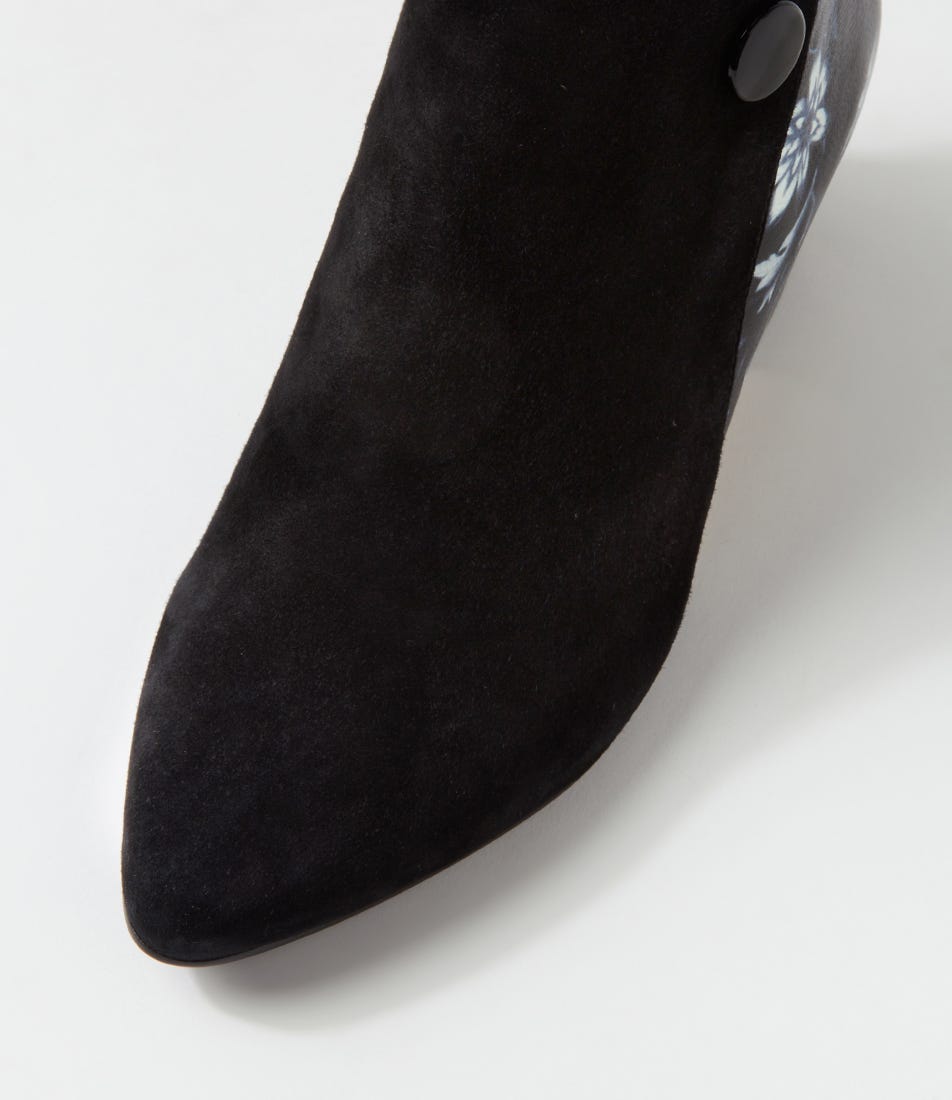 ZIERA VEYDA BLACK WHITE FLOWER - Women Boots - Collective Shoes 