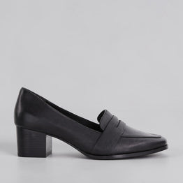 ZIERA VAMITY BLACK LEATHER - Women Heels - Collective Shoes 