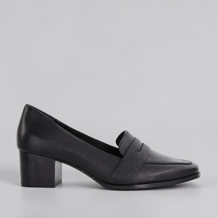 ZIERA VAMITY BLACK LEATHER - Women Heels - Collective Shoes 