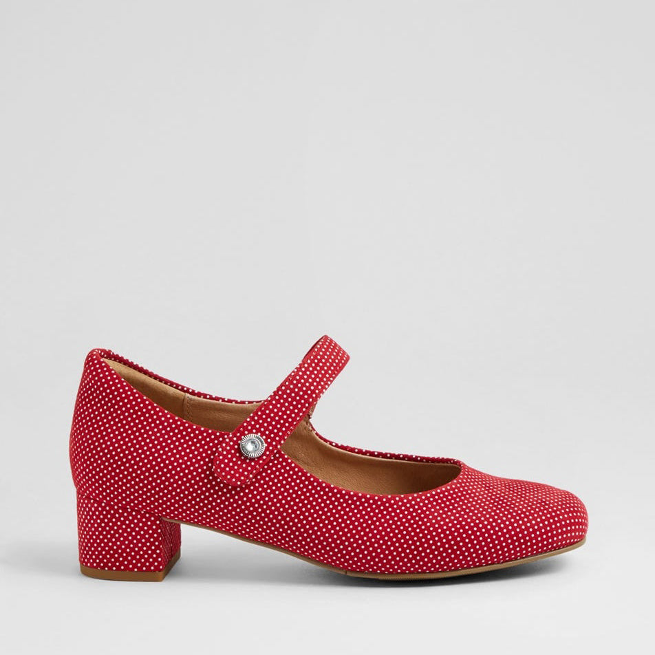 ZIERA KITTY RED SPOT PRINT - Women Heels - Collective Shoes 