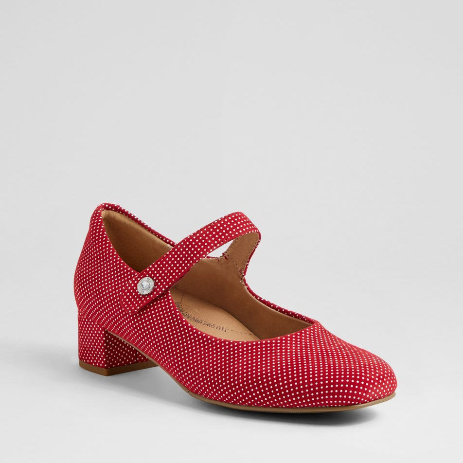 ZIERA KITTY RED SPOT PRINT - Women Heels - Collective Shoes 