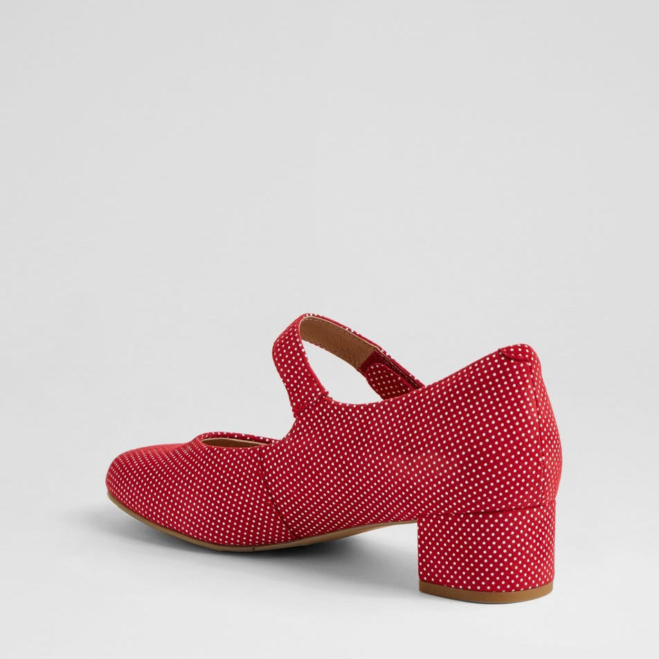 ZIERA KITTY RED SPOT PRINT - Women Heels - Collective Shoes 