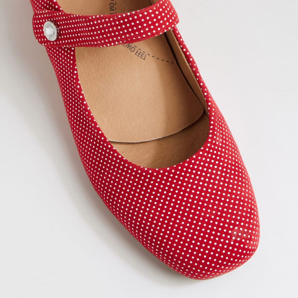 ZIERA KITTY RED SPOT PRINT - Women Heels - Collective Shoes 