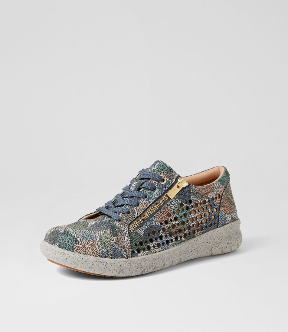 ZIERA SHOVO BLUE LEAF MULTI - Women sneakers - Collective Shoes 