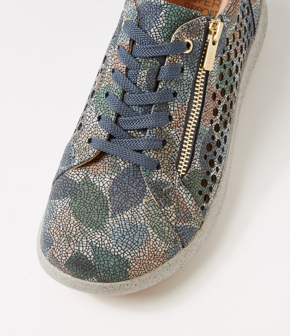 ZIERA SHOVO BLUE LEAF MULTI - Women sneakers - Collective Shoes 