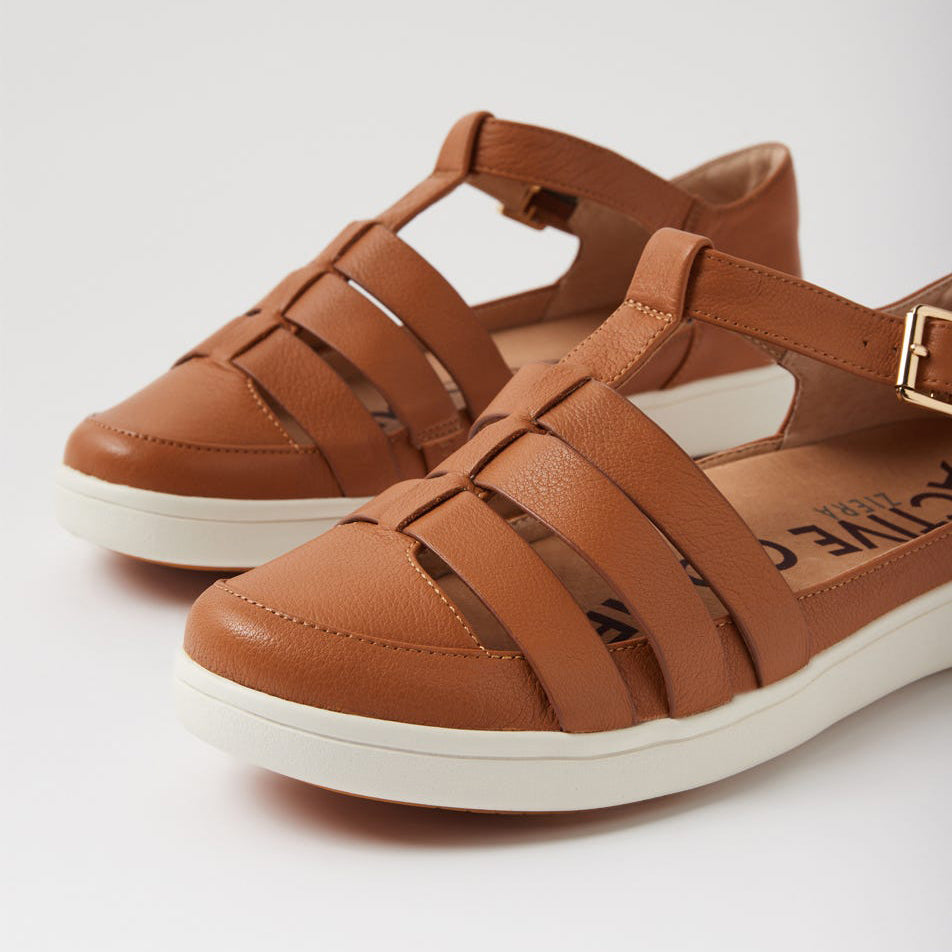 ZIERA DIANEY DK TAN WHITE - Women Sandals - Collective Shoes 