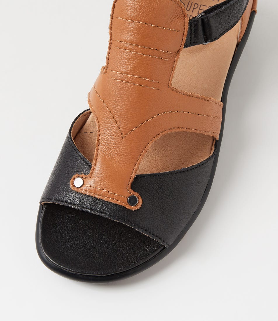 ZIERA BACE BLACK DARK TAN - Women Sandals - Collective Shoes 