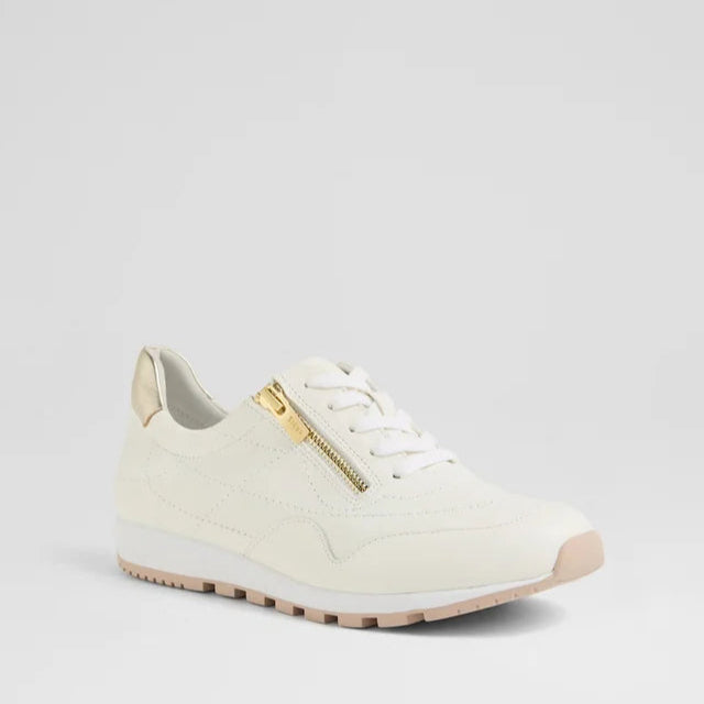 ZIERA BRIDDIE WHITE PALE GOLD - Women Sneakers - Collective Shoes 