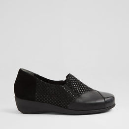 ZIERA SWISSH BLACK MIX - Women Slip-ons - Collective Shoes 
