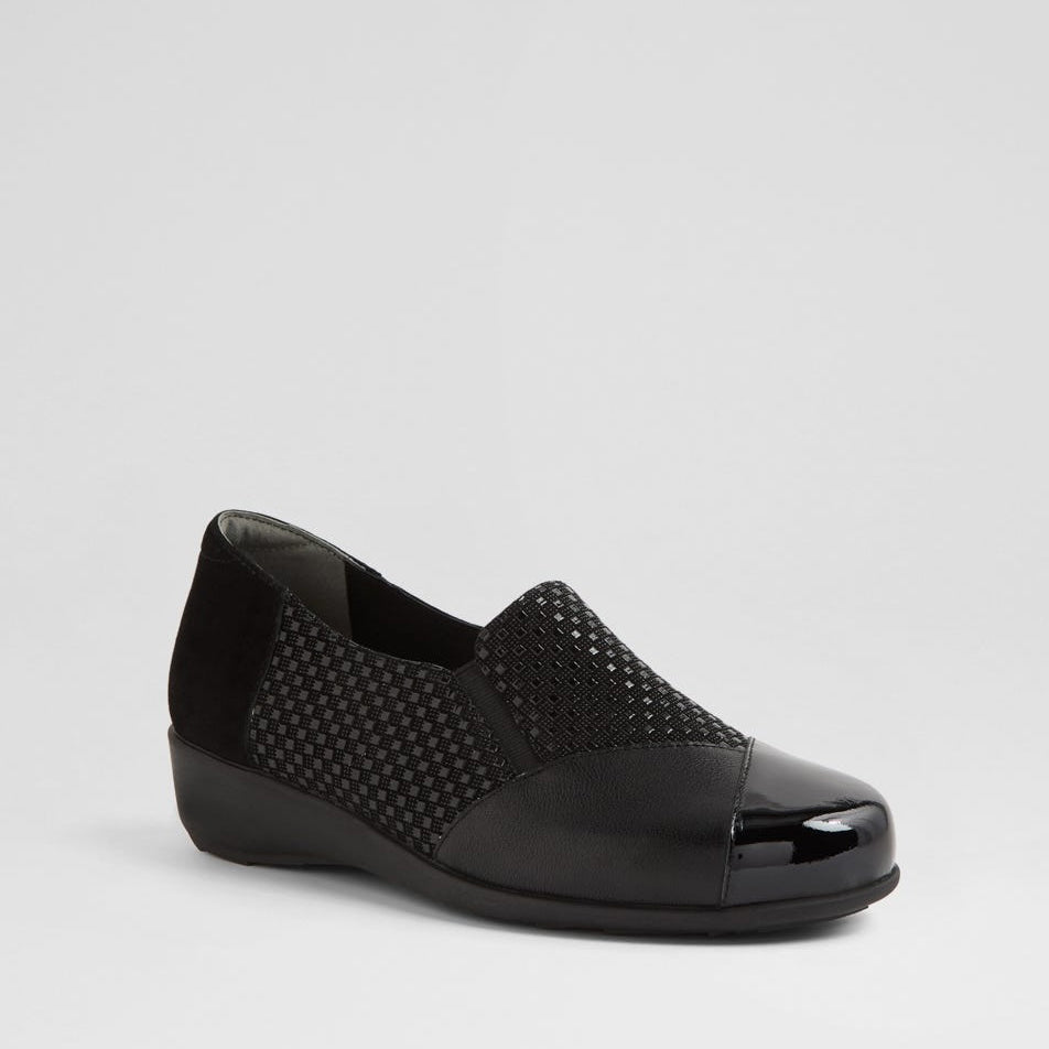 ZIERA SWISSH BLACK MIX - Women Slip-ons - Collective Shoes 