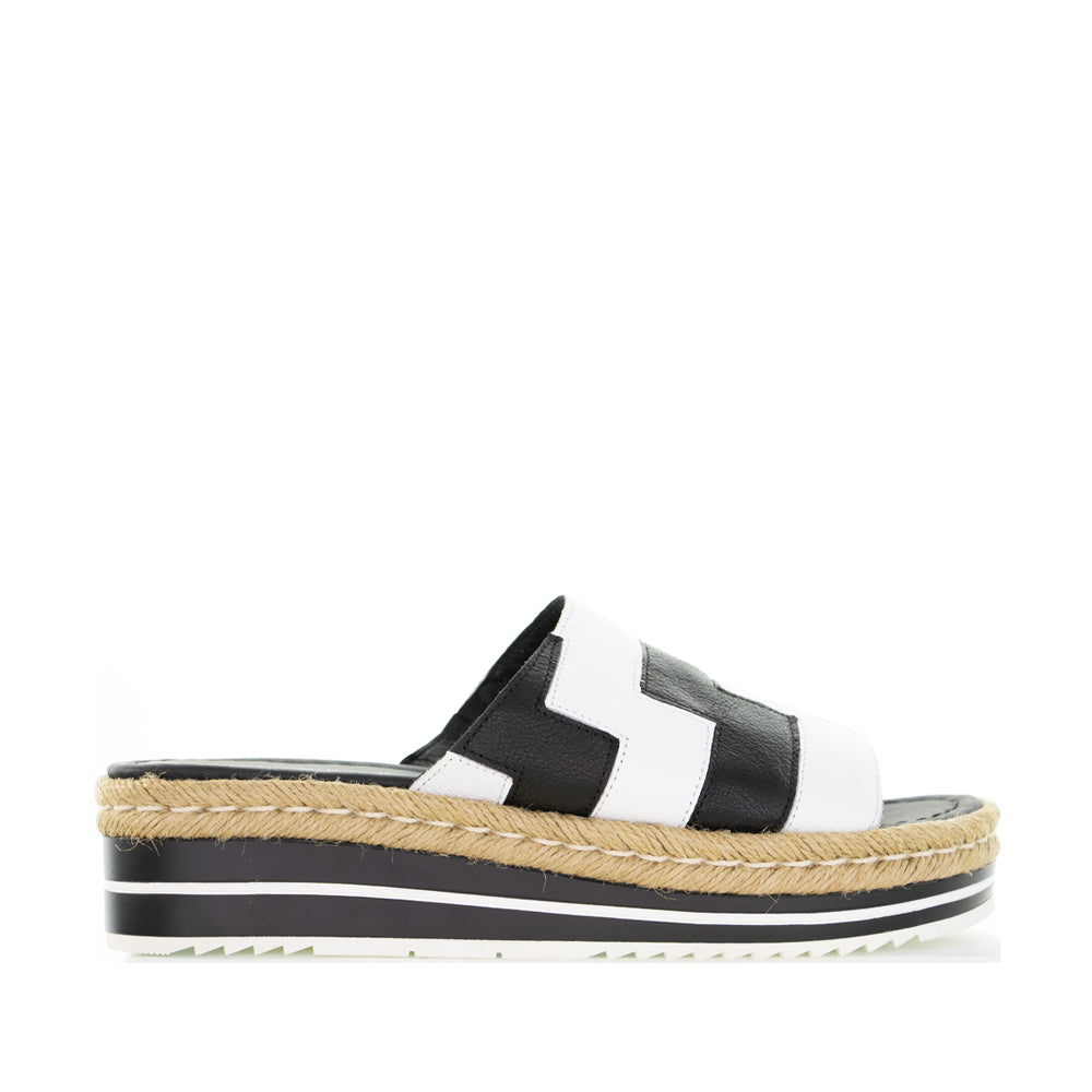 DJANGO & JULIETTE ANKITA WHITE BLACK - Women Slides - Collective Shoes 
