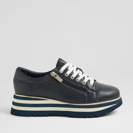 DJANGO & JULIETTE EAMMES NAVY LEATHER - Women Sneakers - Collective Shoes 