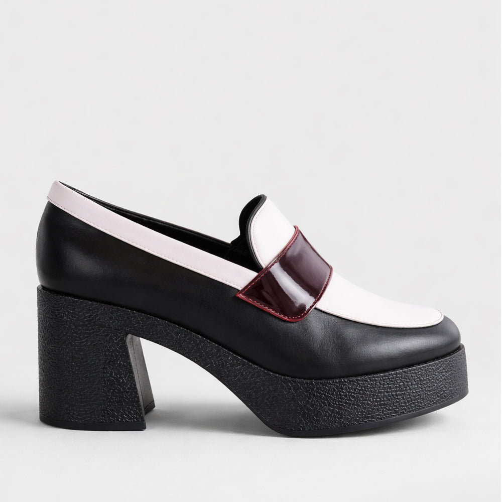 MINX KENDRA BLACK WHITE / BORDO - Women Heels - Collective Shoes 