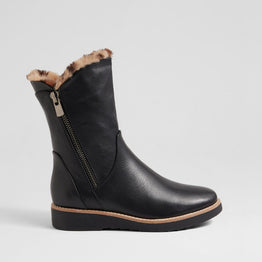 DJANGO & JULIETTE RHEMY BLACK TAN LEOP - Women Boots - Collective Shoes 