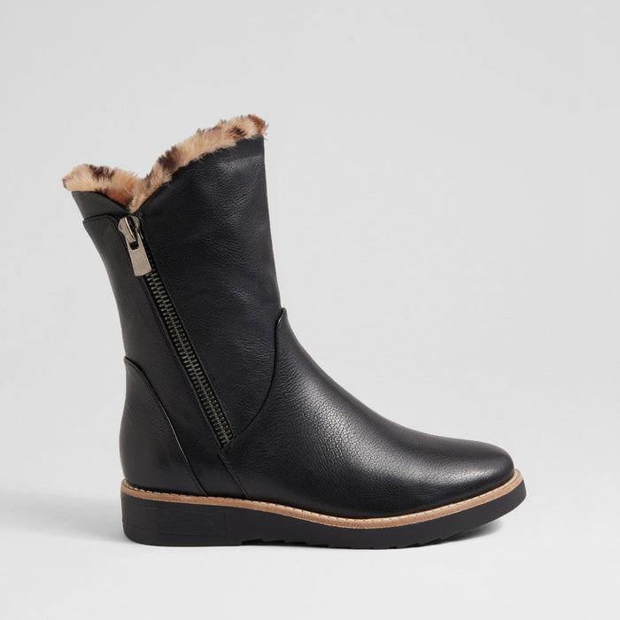DJANGO & JULIETTE RHEMY BLACK TAN LEOP - Women Boots - Collective Shoes 