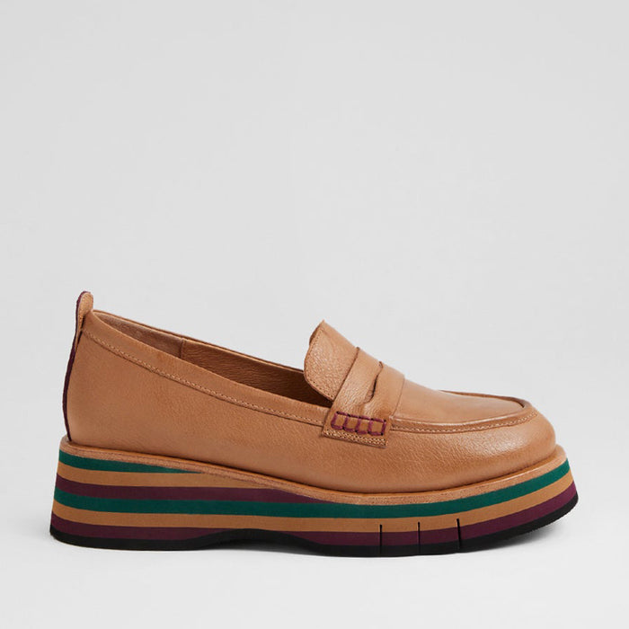 DJANGO & JULIETTE GLAMMS COGNAC LEATHER - Women Loafers - Collective Shoes 