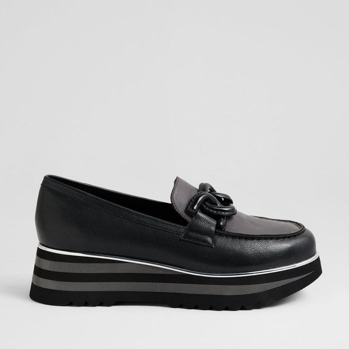 DJANGO & JULIETTE EAILA BLACK CHARCOAL - Women Loafers - Collective Shoes 
