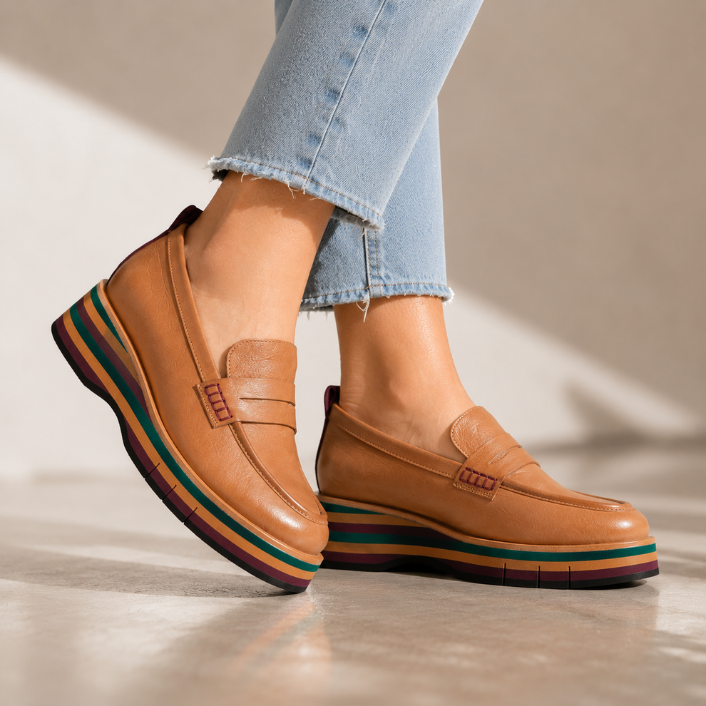DJANGO & JULIETTE GLAMMS COGNAC LEATHER - Women Loafers - Collective Shoes 