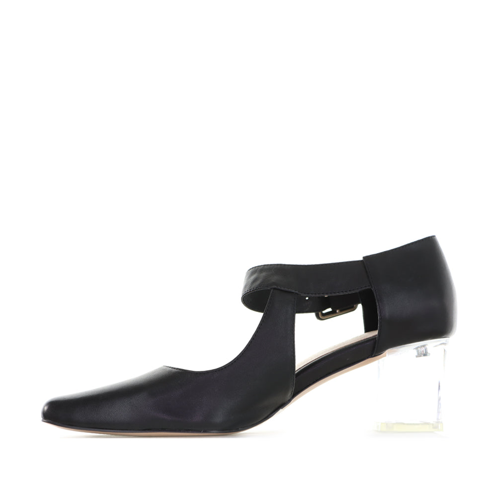 DJANGO & JULIETTE HAPPIE BLACK/CLEAR HEEL - Women Sandals - Collective Shoes 