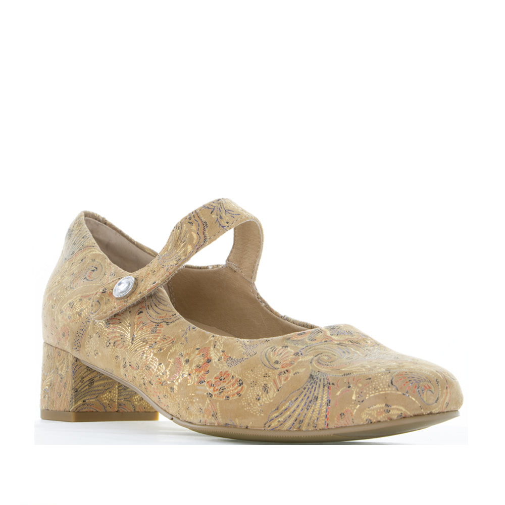ZIERA KITTY TAUPE ROYAL PRINT - Women Heels - Collective Shoes 