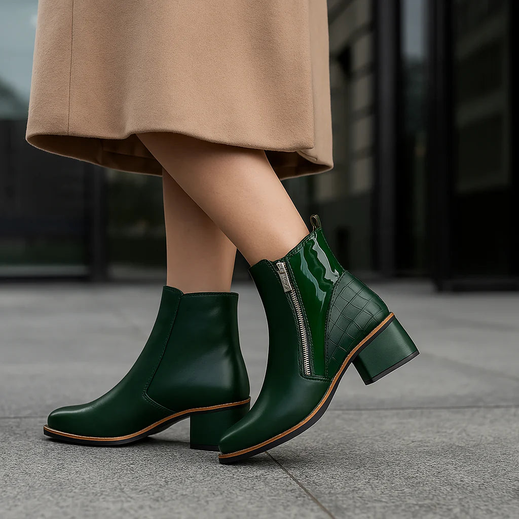 LE SANSA REFINE BOTTLE GREEN - Women Boots - Collective Shoes 