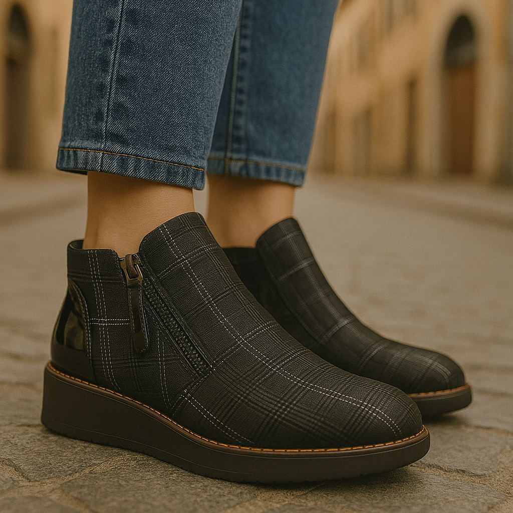 LE SANSA RONNIE BLACK CHECK - Women Boots - Collective Shoes 
