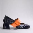 Load image into Gallery viewer, BRESLEY PAGODA NAVY ORANGE PAT - Women Sandals - Collective Shoes 
