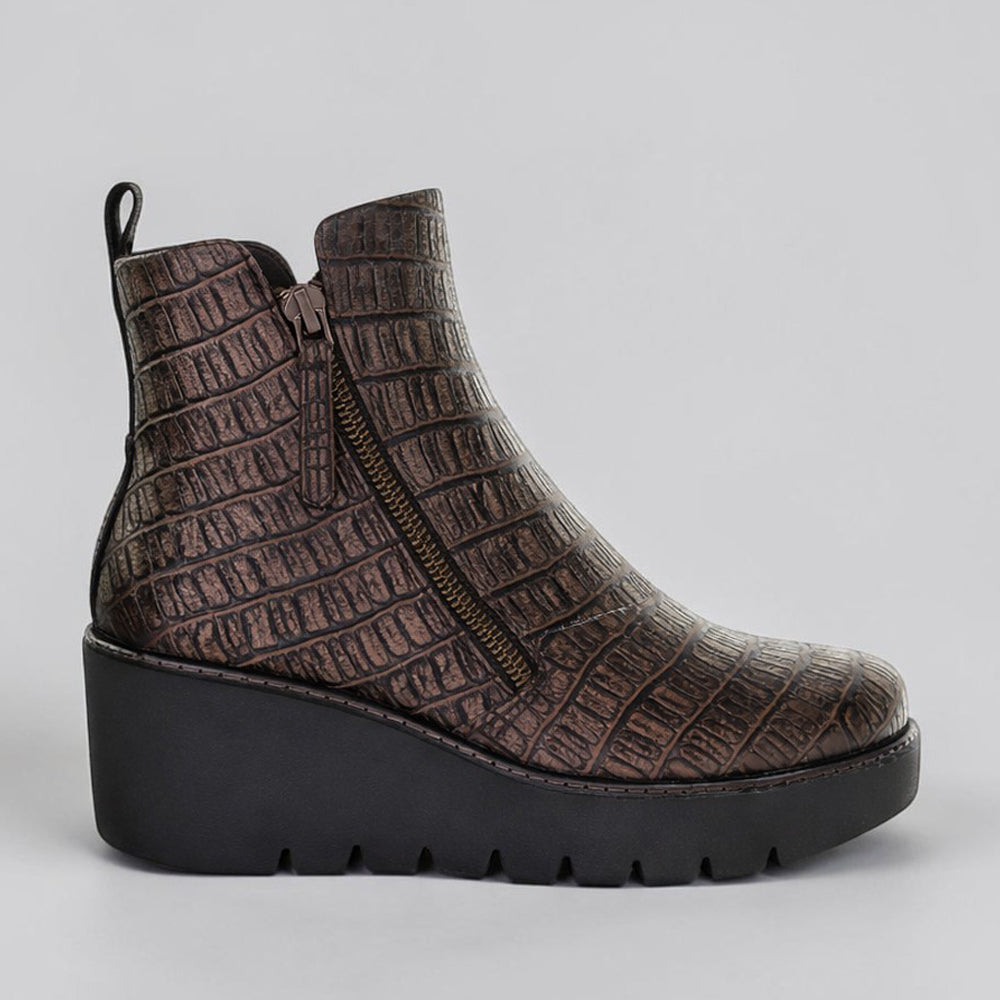 BRESLEY PUZZLE BRONZE CROC - Women Boots - Collective Shoes 