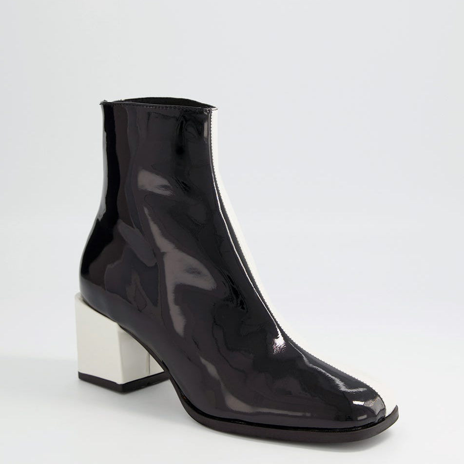 DJANGO & JULIETTE WARONI BLACK IVORY PATENT - Women Boots - Collective Shoes 