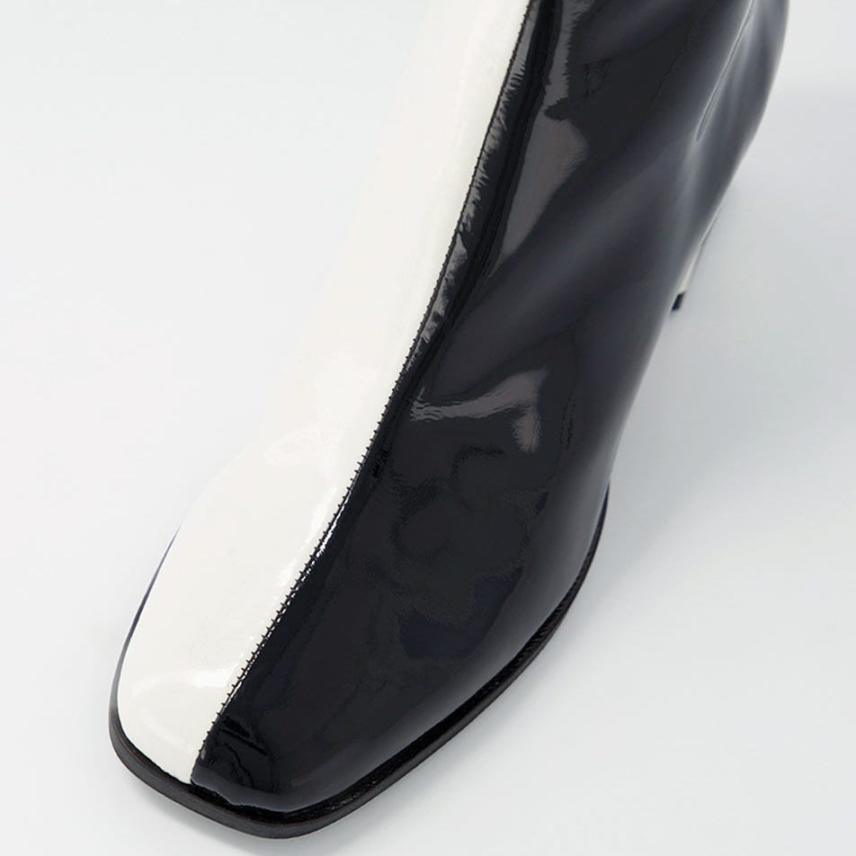 DJANGO & JULIETTE WARONI BLACK IVORY PATENT - Women Boots - Collective Shoes 