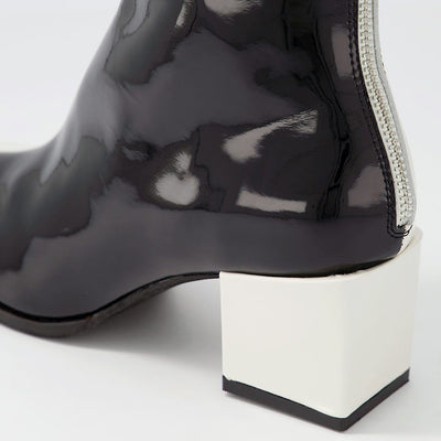 DJANGO & JULIETTE WARONI BLACK IVORY PATENT - Women Boots - Collective Shoes 