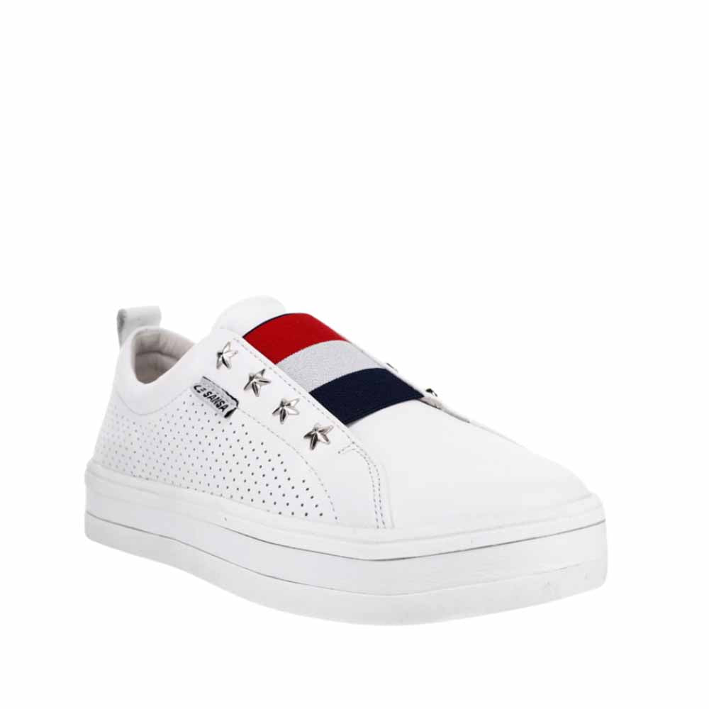 LESANSA STARK WHITE RED ELASTIC - Women Slip On - Collective Shoes 