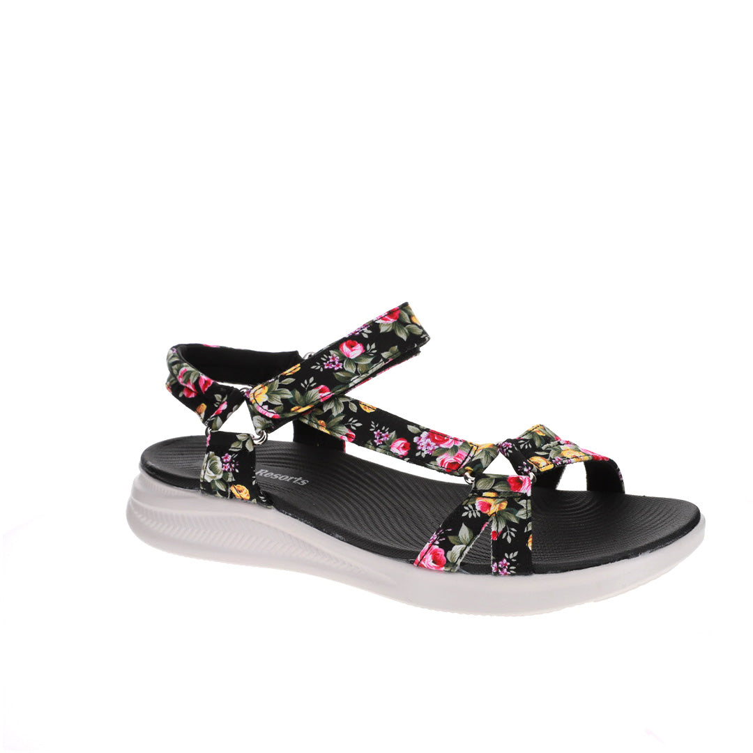 CC RESORTS FLOSS BLACK FLORAL - Women Sandals - Collective Shoes 