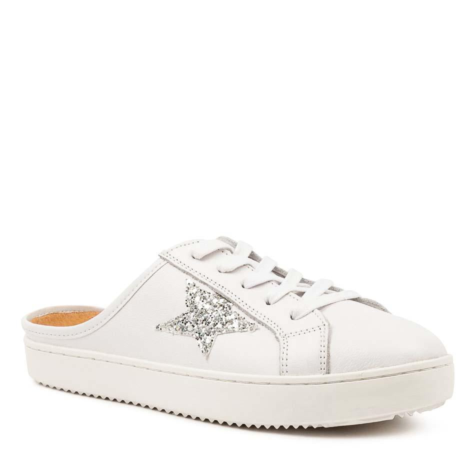Women Mules ALFIE & EVIE VANGO WHITE SILVER - Zeke Collection