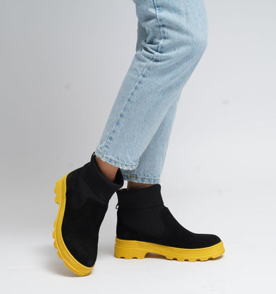 LESANSA RIDGE BLACK/MUSTARD - Women Boots - Collective Shoes 