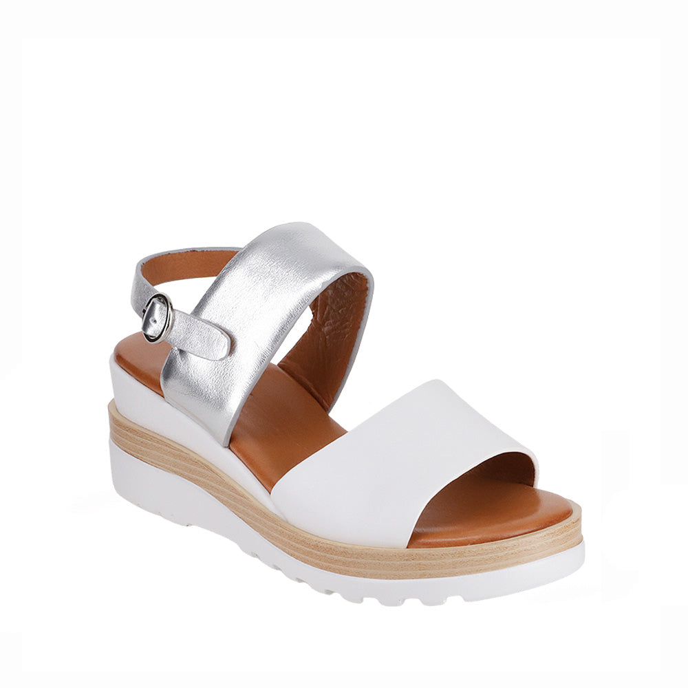 LESANSA TESS WHITE SILVER - Women Sandals - Collective Shoes 