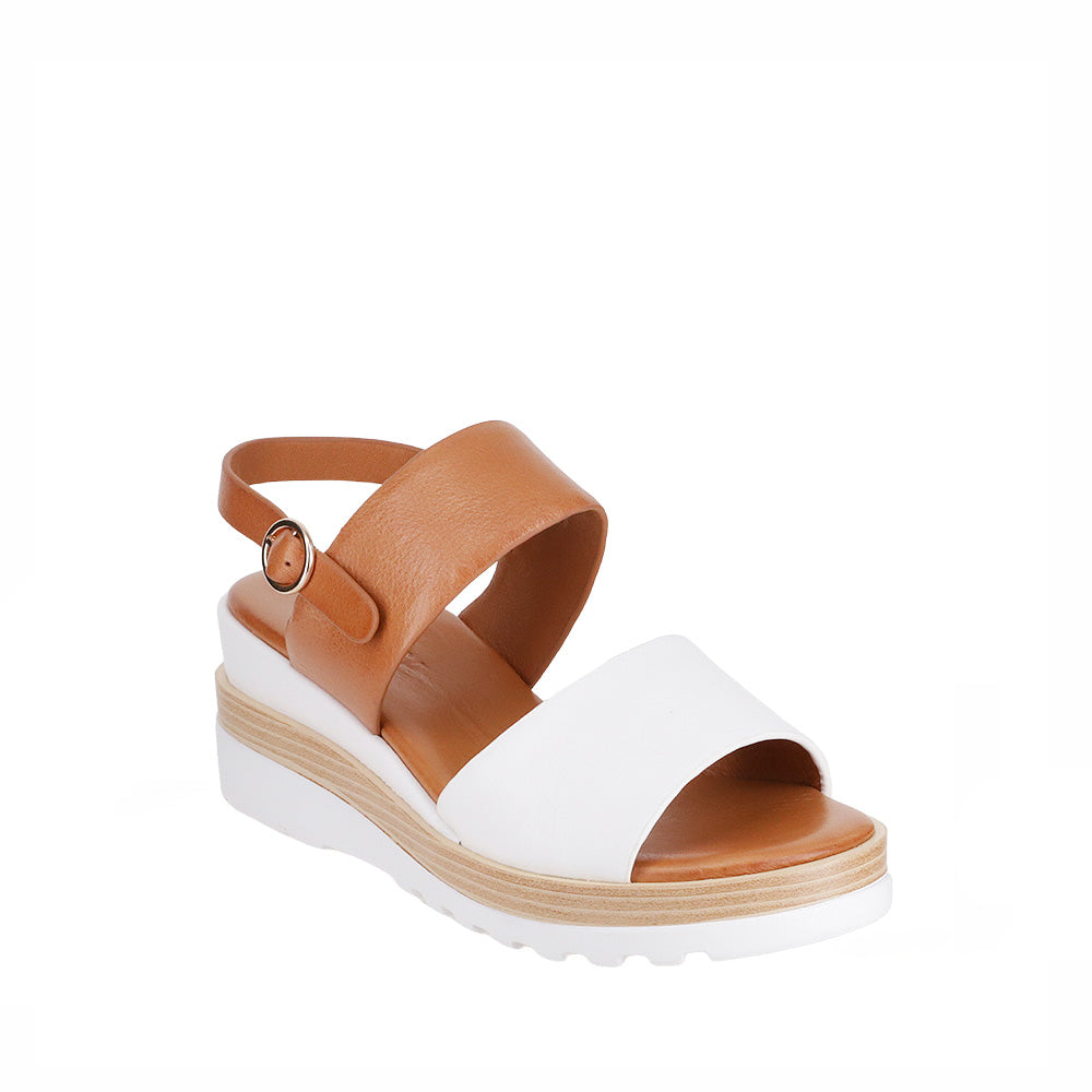 LESANSA TESS WHITE TAN - Women Sandals - Collective Shoes 