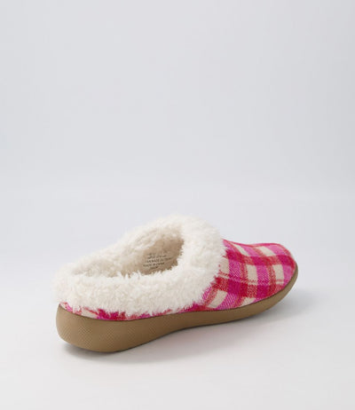 ZIERA FIFI FUCHSIA RED CHECK - Women Slip On - Collective Shoes 