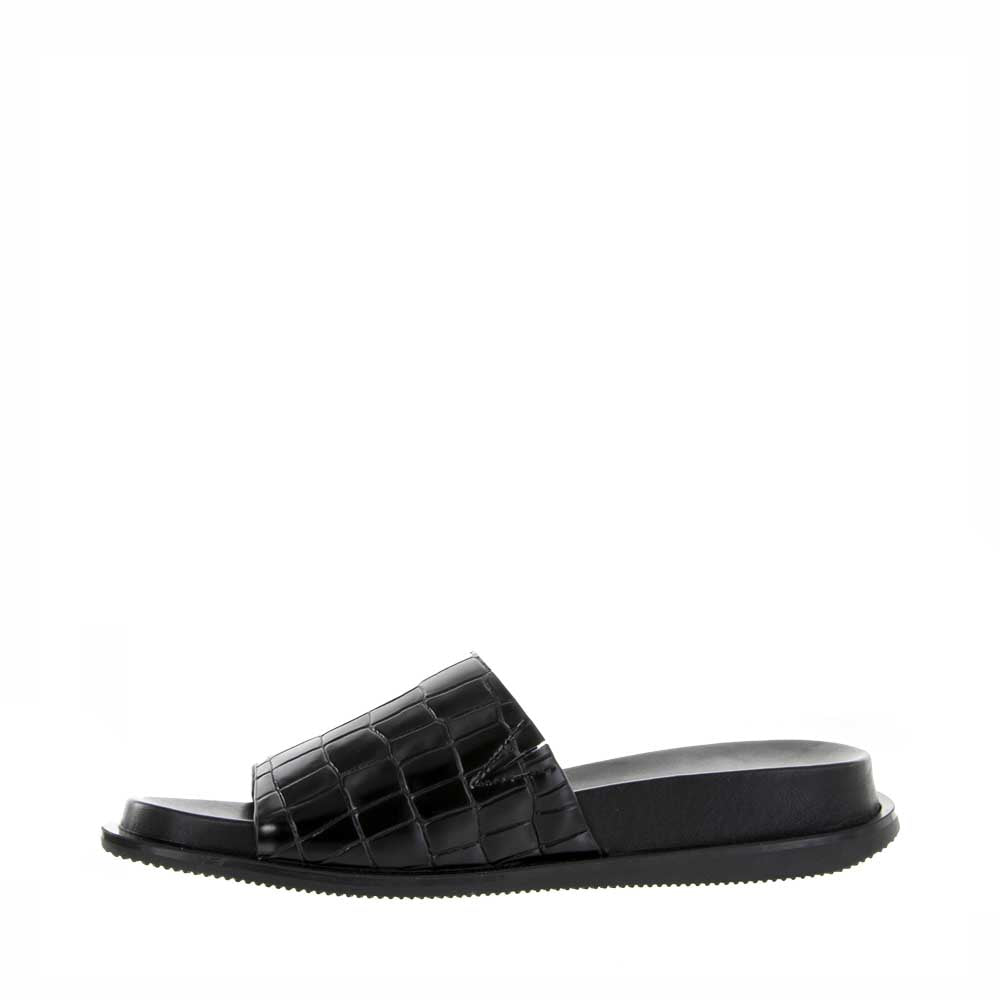 BRESLEY AVENGE BLACK CROC - Women Flats - Collective Shoes 