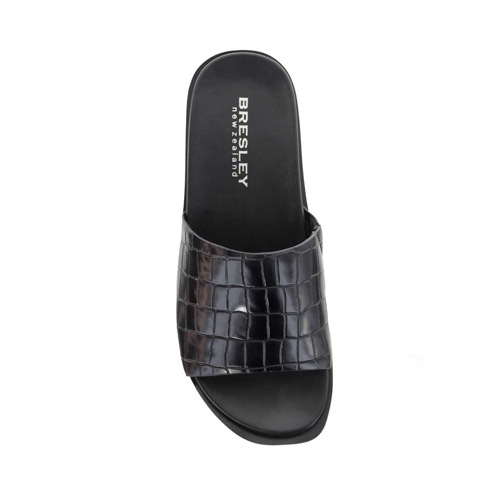 BRESLEY AVENGE BLACK CROC - Women Flats - Collective Shoes 