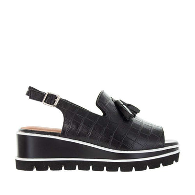 BRESLEY SEACOMBE BLACK CROC - Bresley Women Sandals - Collective Shoes 