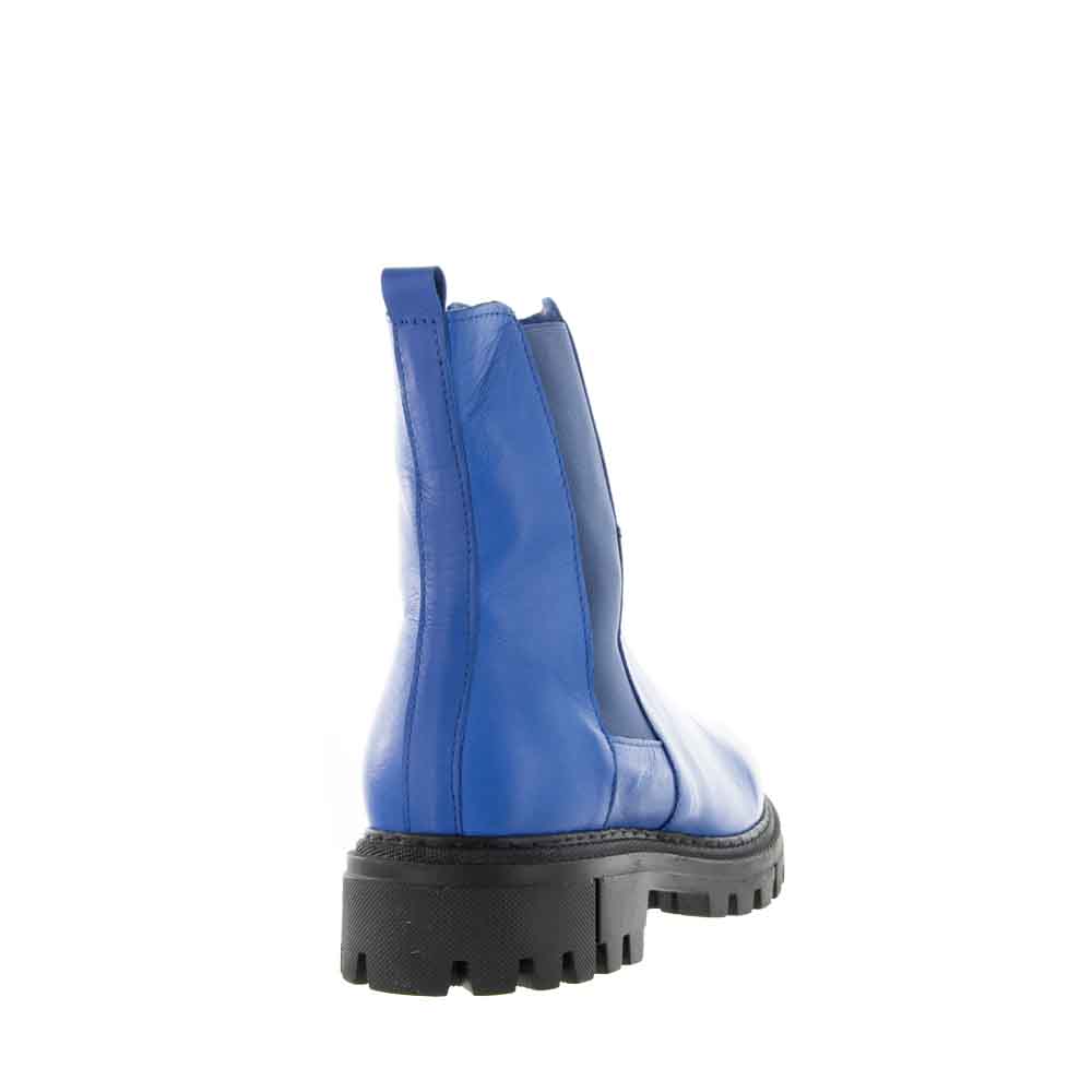 Royal Blue Blue Leather Bootie Royal Blue Satin Pointed Toe Chain