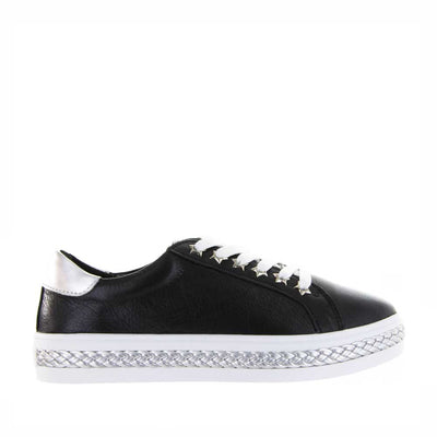 Alfie & Evie Plant Black Silver - Women sneakers - Collective Shoes 